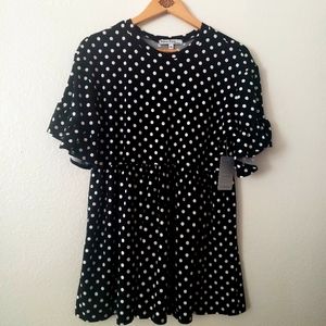 Velvet Torch B&W Polka Dot Mini Dress Size Small